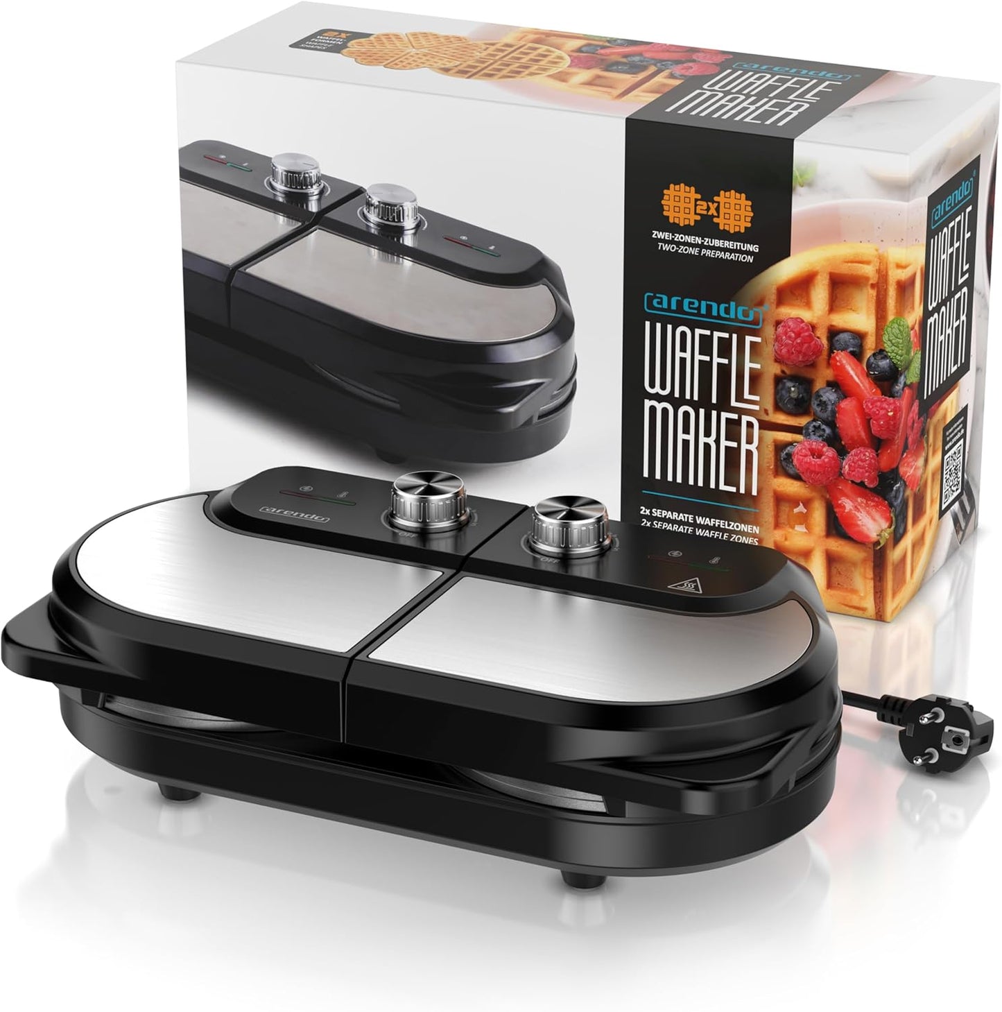 Doppel-Waffeleisen mit Herz- und Belgien-Design