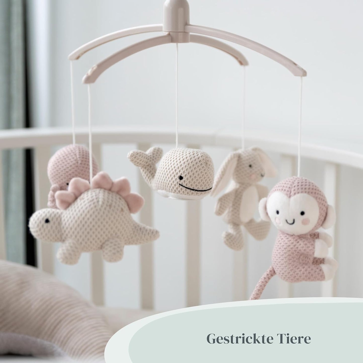 Musik-Mobile Baby Animals mit Spieluhr, Alt Rosa/Warm Linen