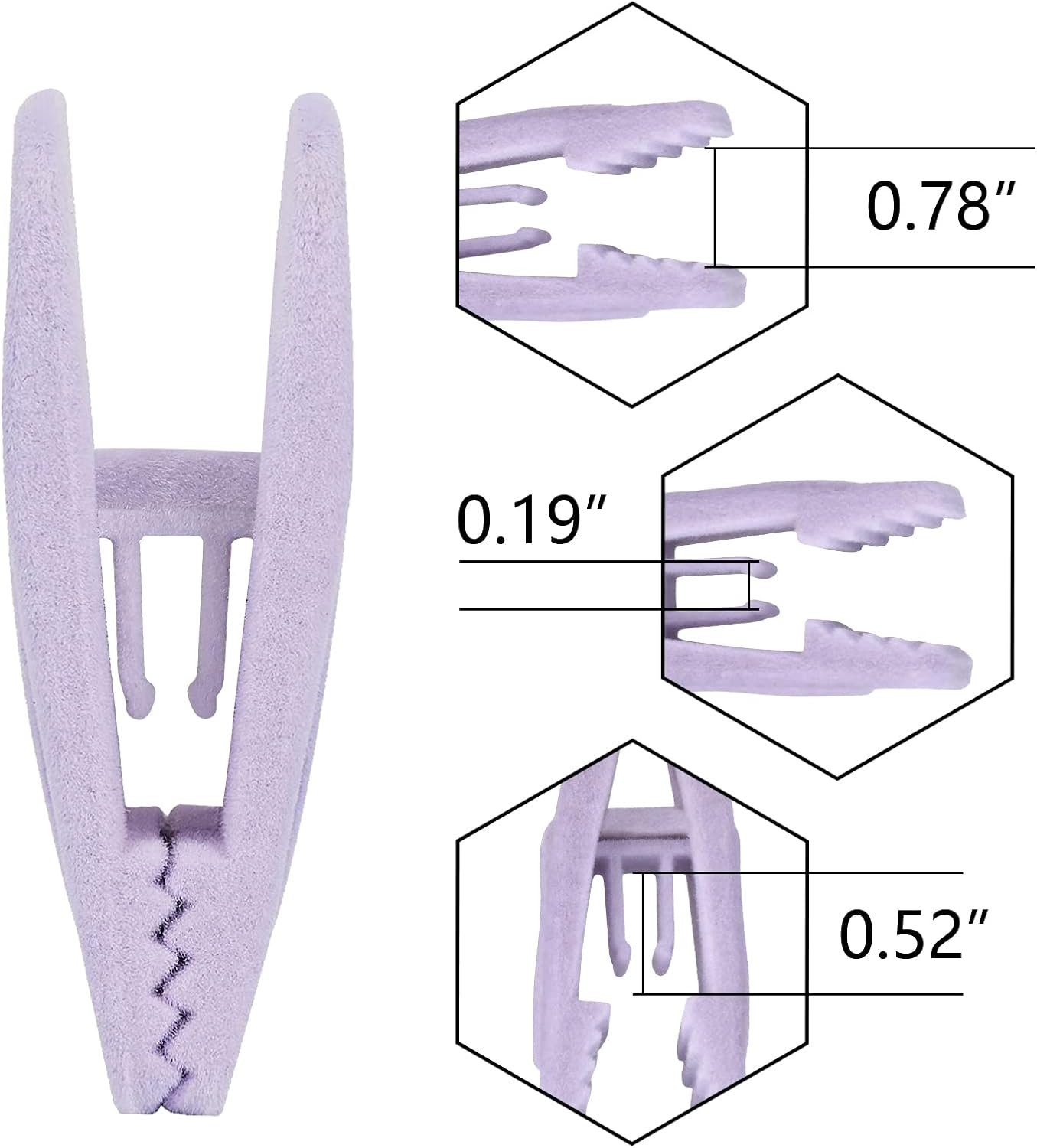 Samt-Kleiderbügel-Clips, 24pc Hellviolett