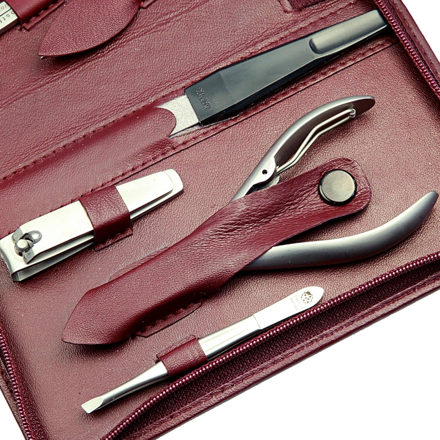 Maniküre-Etui mit 9-tlg. rostfreier Bestückung, bordeaux