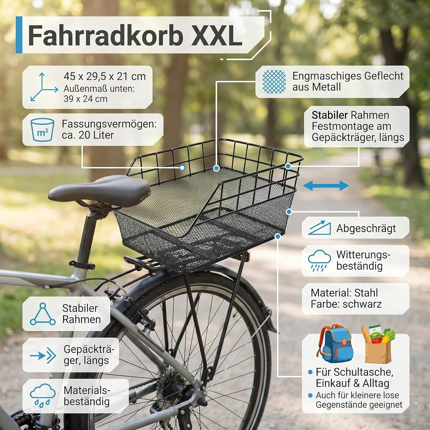 XXL-Velokorb für Gepäckträger
