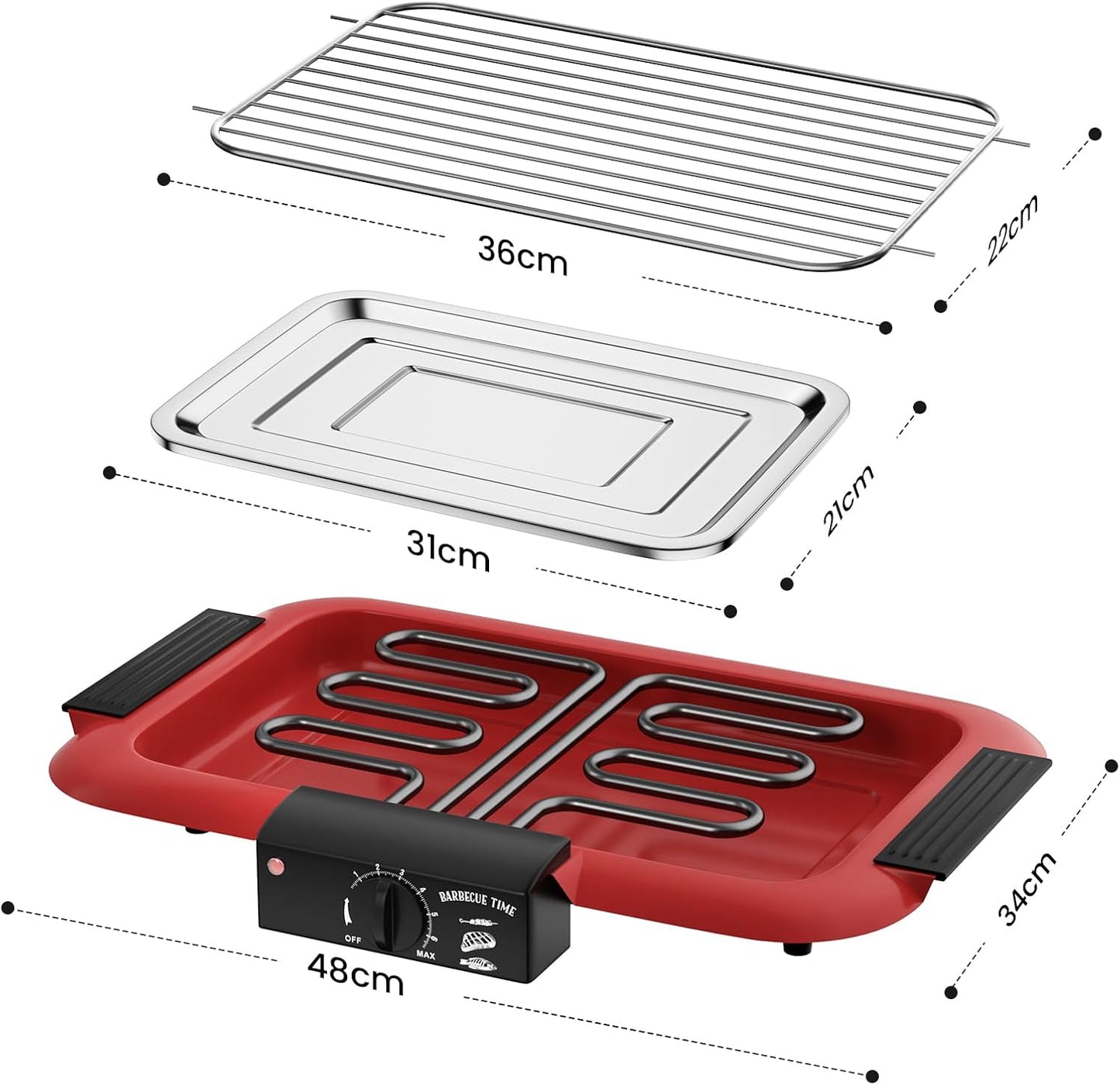 Elektrogrill Tischgrill, Klassisches Rot
