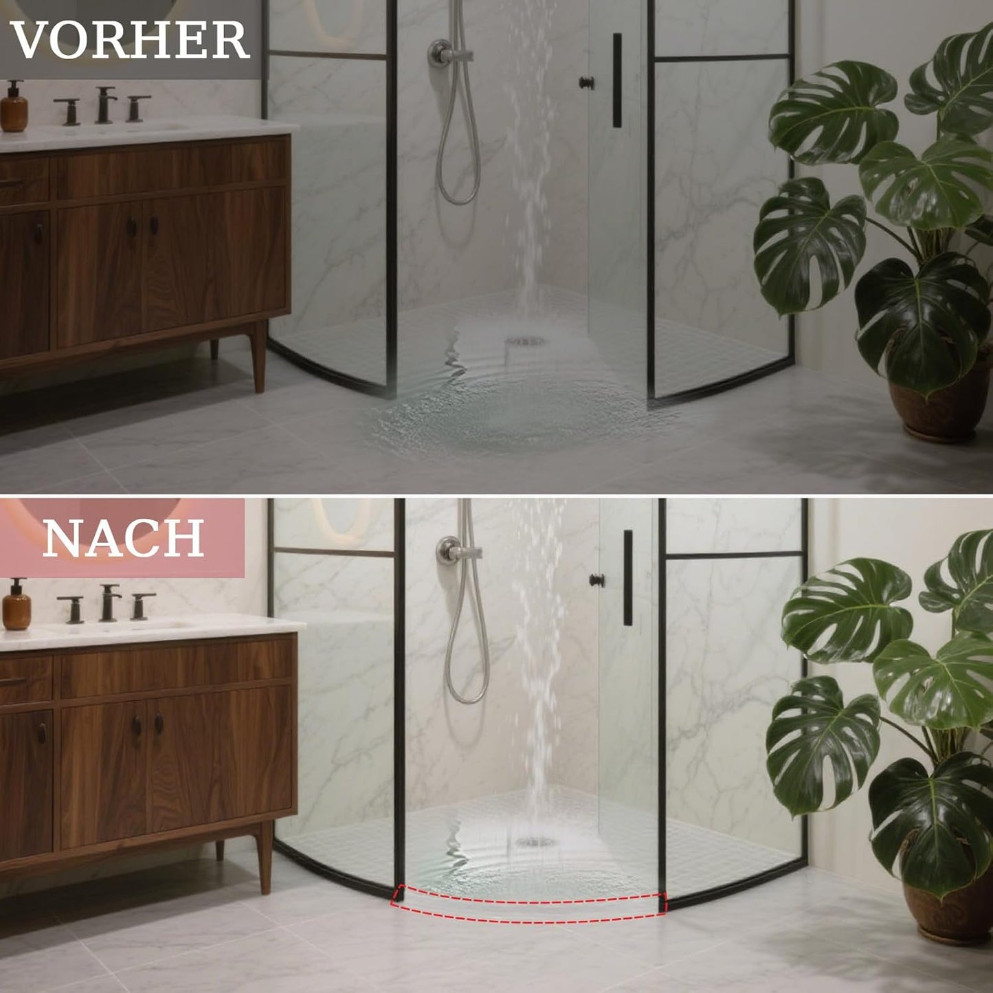 Schwallschutzleiste Dusche selbstklebend 100cm, 100cm Transparent