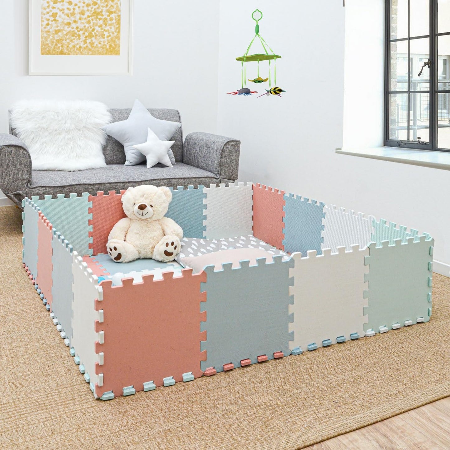 9-teiliges Puzzlematten Set, Weiss
