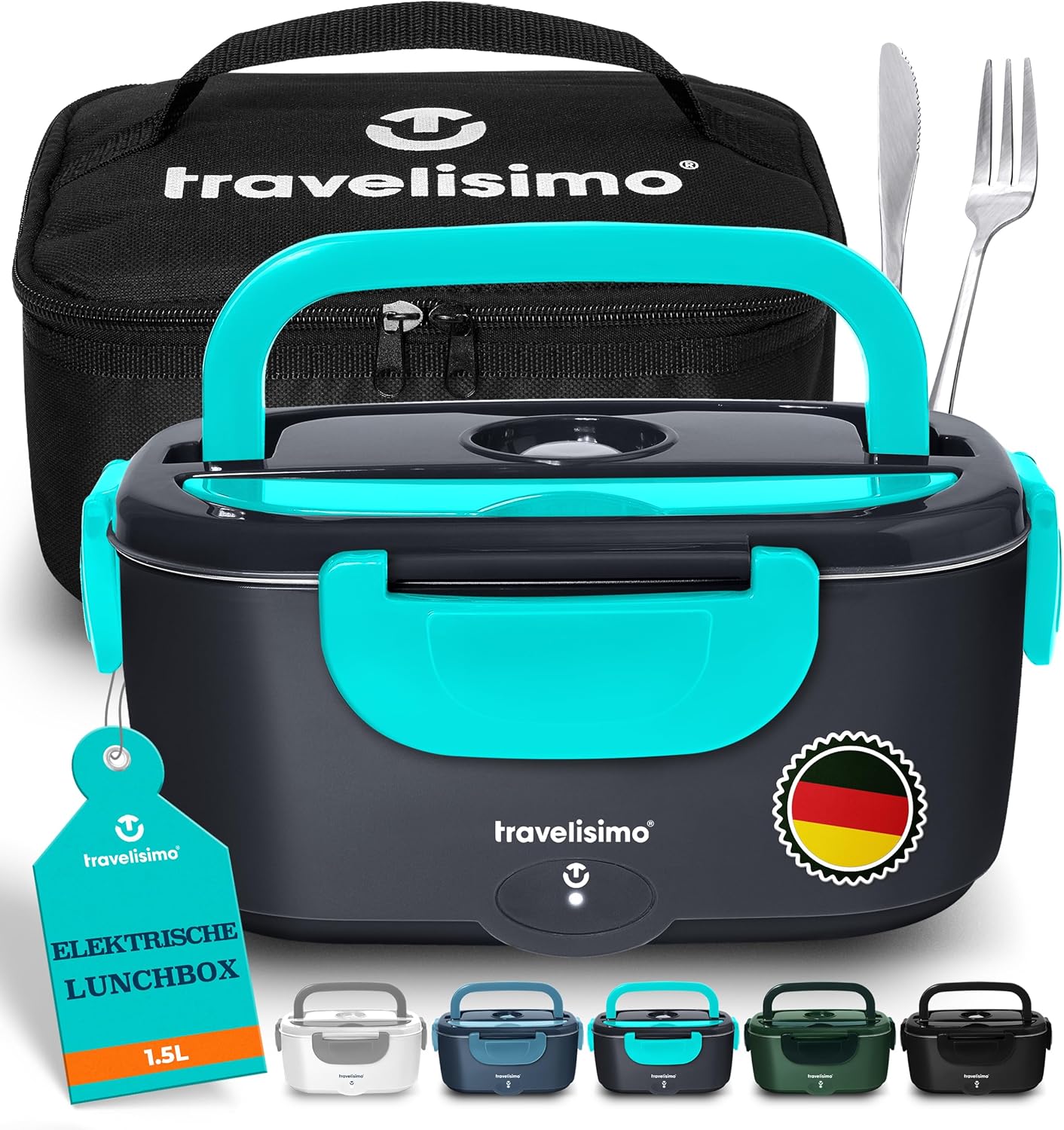 Elektrische Lunchbox mit Wärmefunktion, Neon Blau