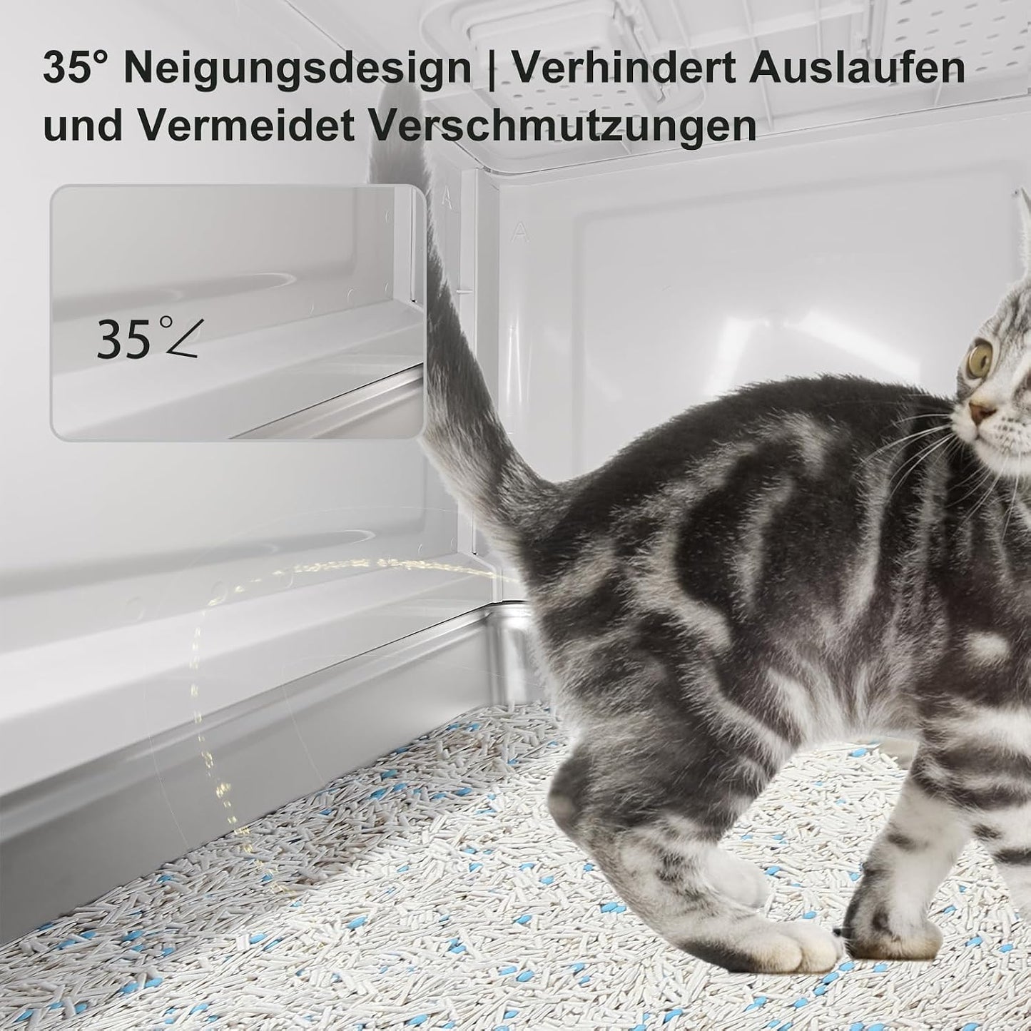Geschlossene Edelstahl-Katzentoilette mit Schublade, Geschlossener Frontzugang