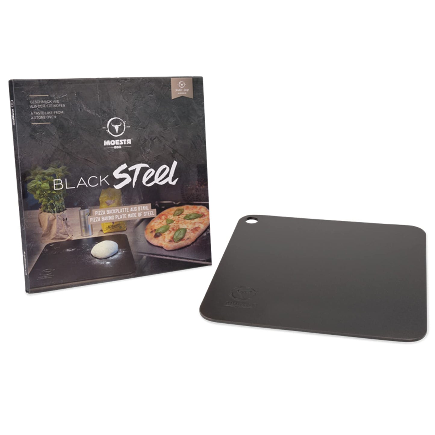 Pizzastein BlackSteel, Legierter Stahl Eckig 35 x 35cm