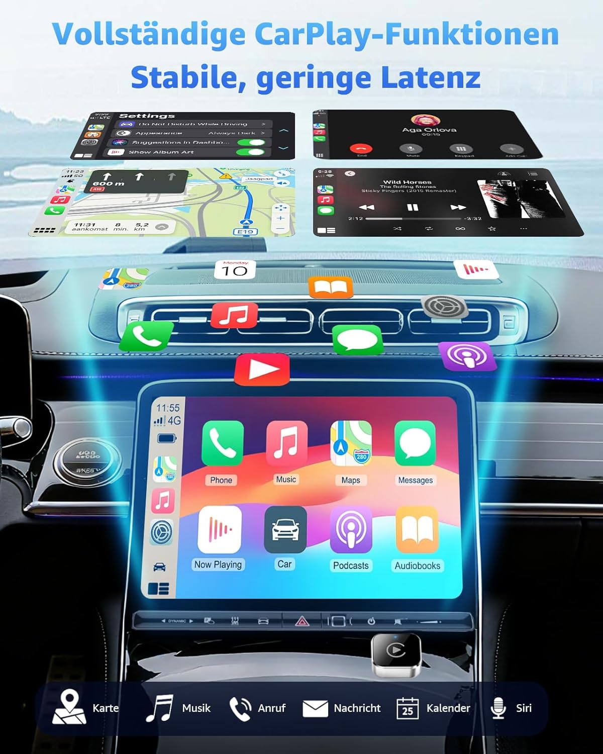 Kabelloser C99 CarPlay & Android Auto Adapter, Silber