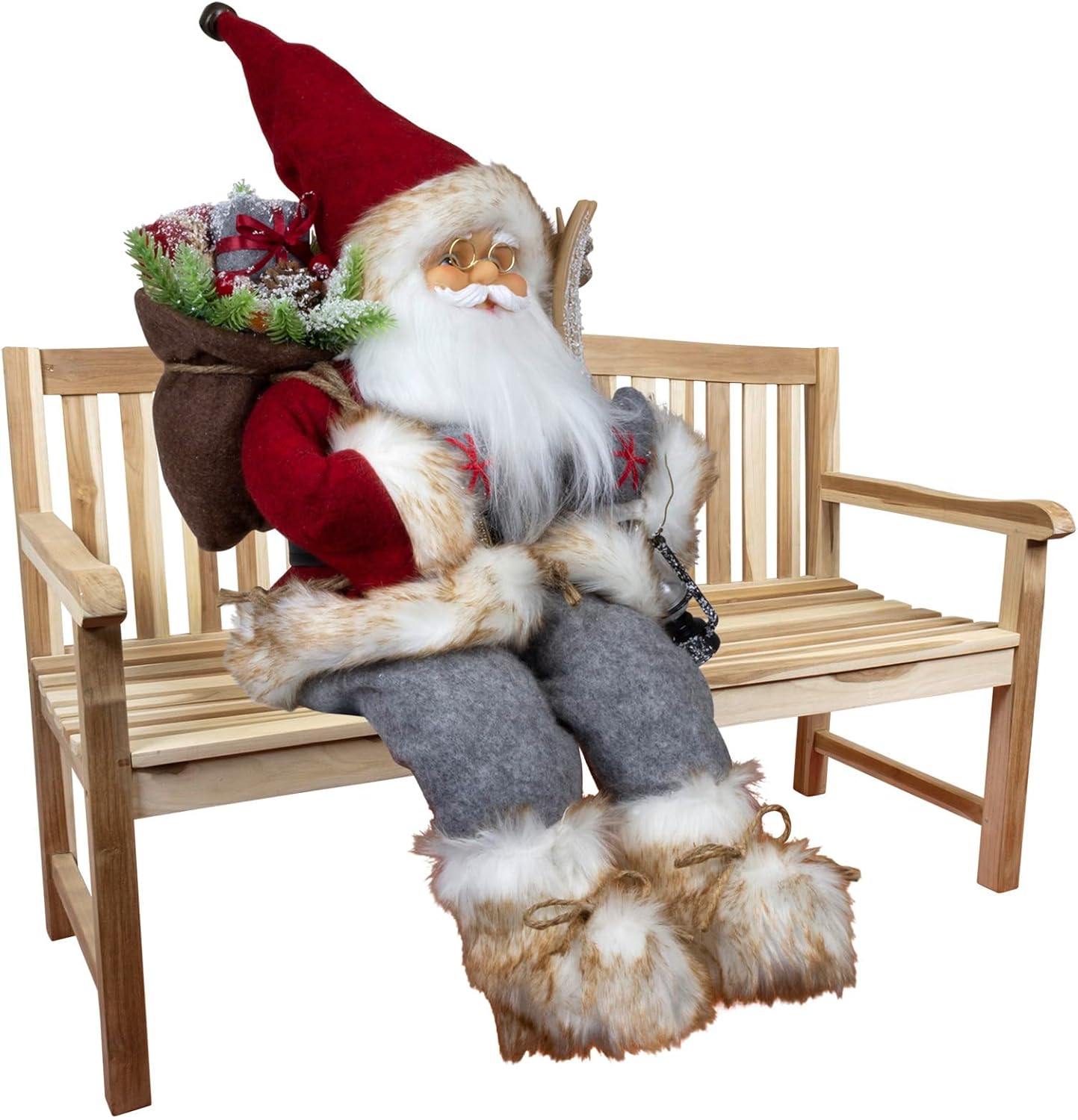 Sitzender Weihnachtsmann Alvar, Kantenhocker, Red, Grey