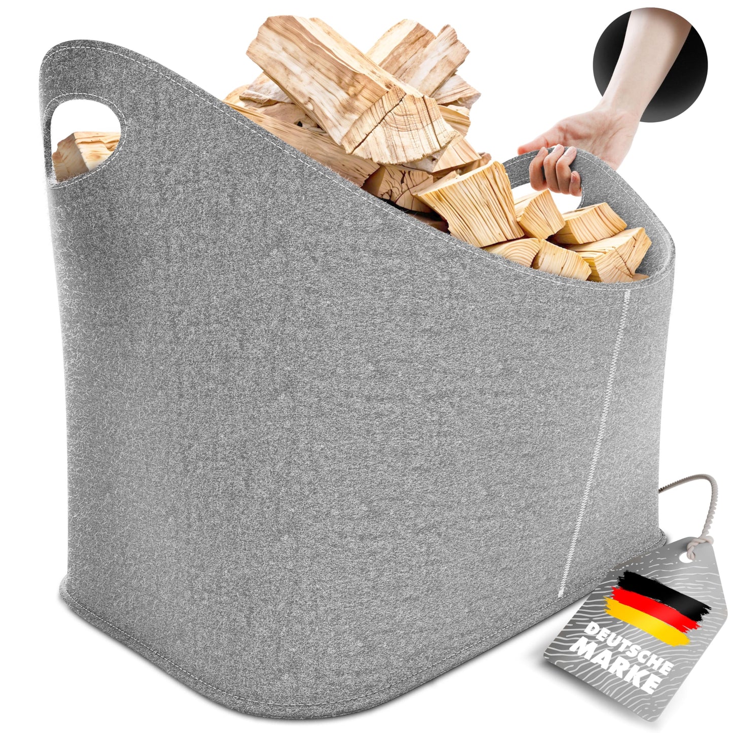 XXL Filzkorb für Kaminholz, Hellgrau