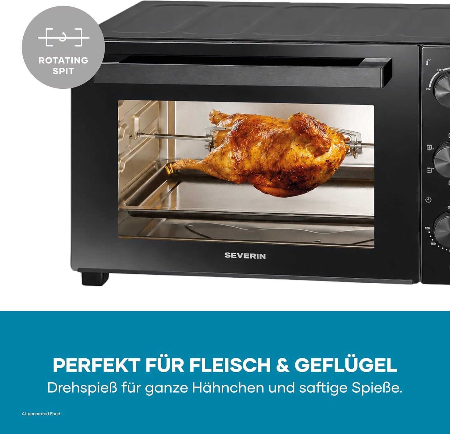 Back- und Toastofen mit Umluftfunktion 46L, Schwarz 46L