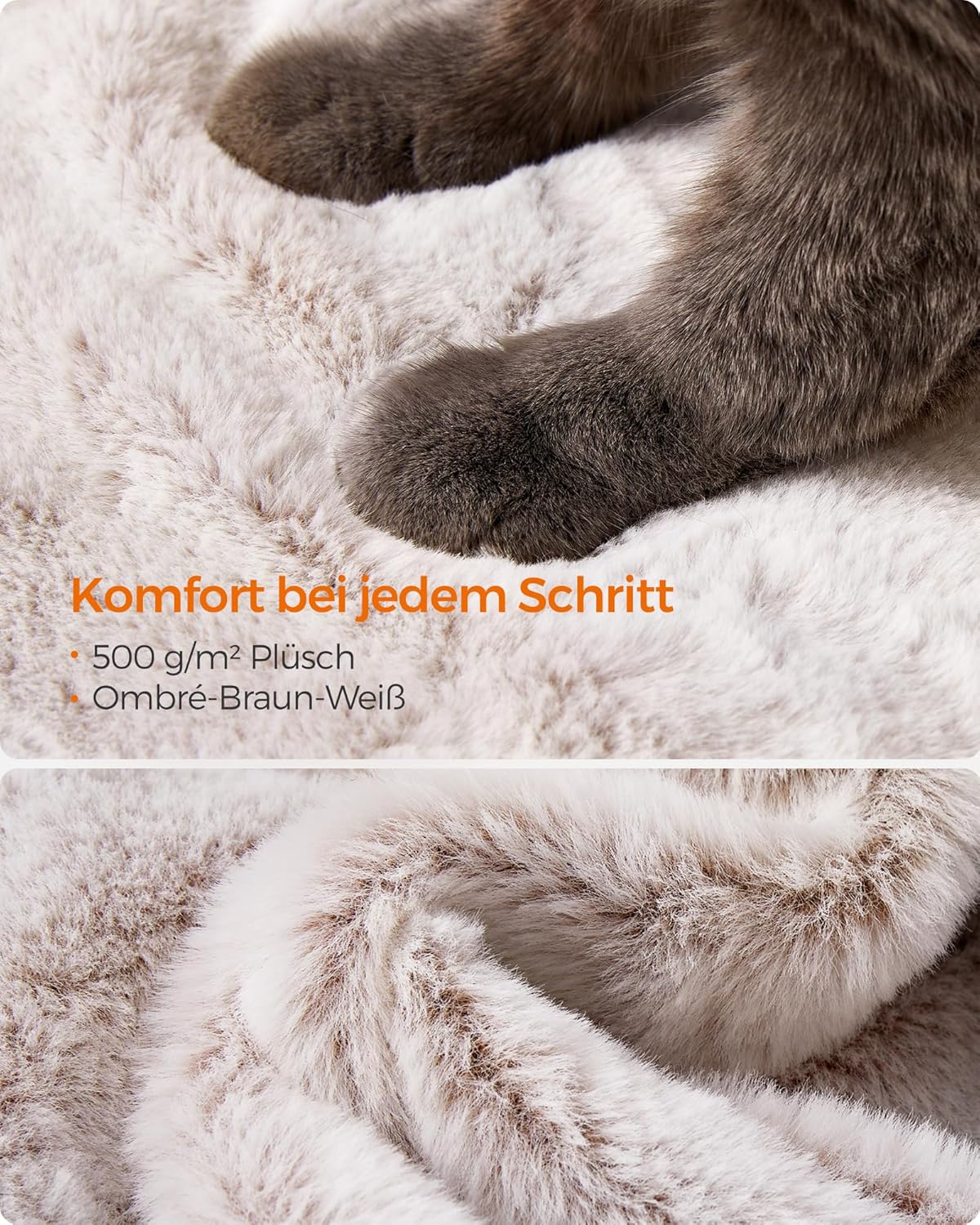 Kratzbaum Lea mit weichem Bezug für Katzen, Ombré + Braun + Weiss