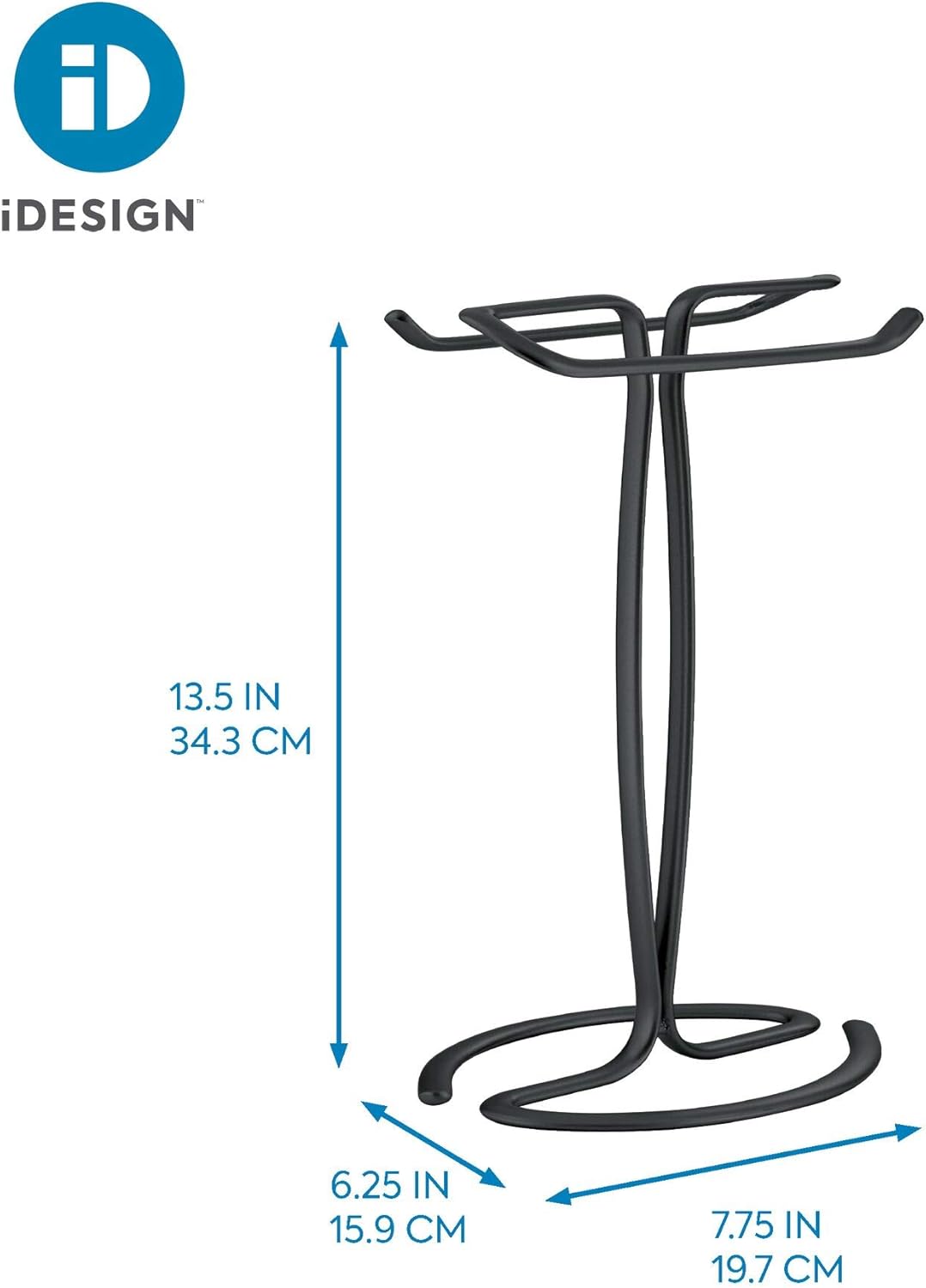 Freistehender Handtuchhalter aus Metall, Mattschwarz