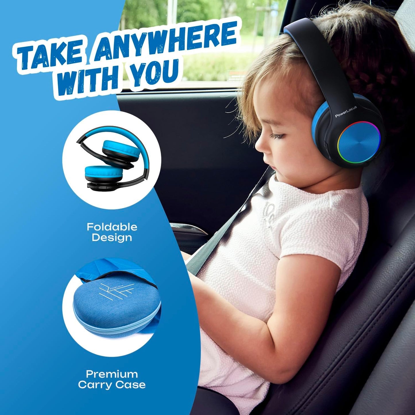 Kinderkopfhörer mit Bluetooth und Lautstärkebegrenzung, Schwarz/Blau