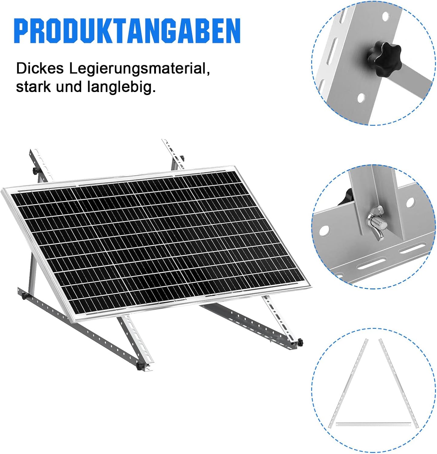 Balkonkraftwerk Solarmodul-Halterung (2 Paare) 118 cm, (2 Paare ) 118 cm Solarmodul Halterung