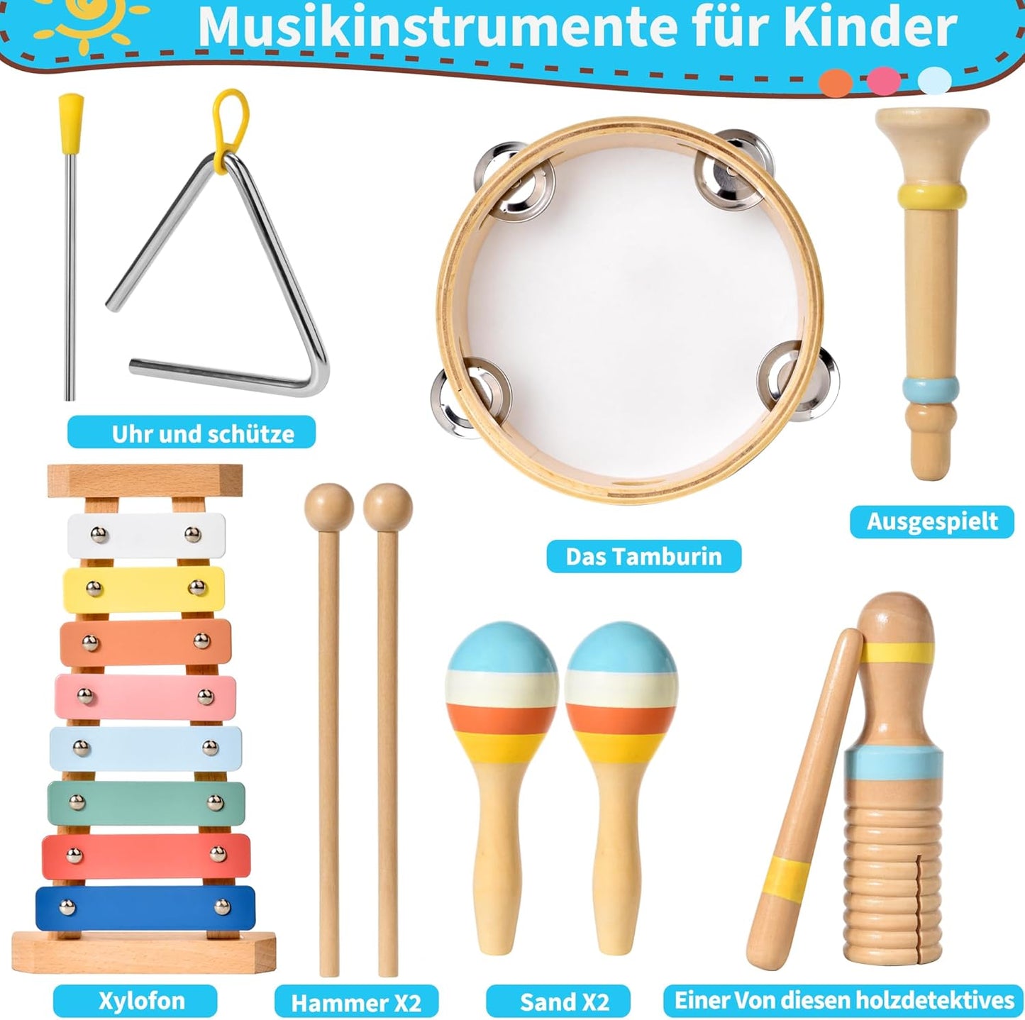 Musikinstrumente für Kinder, Holz