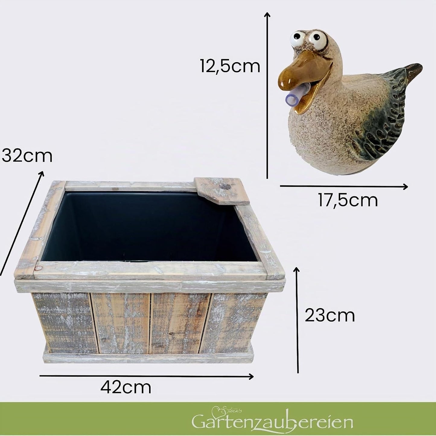 Miniteich Komplettset mit Solarpumpe und Möwen Wasserspeier