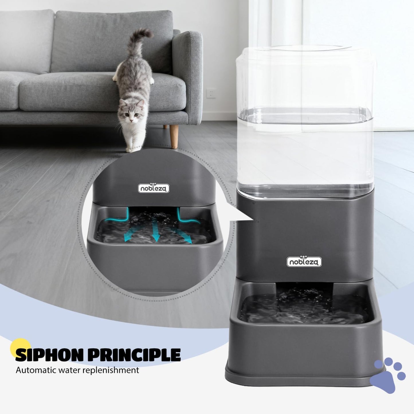 Automatischer Futter- und Wasserspender für Haustiere 3.8 L, Schwarz