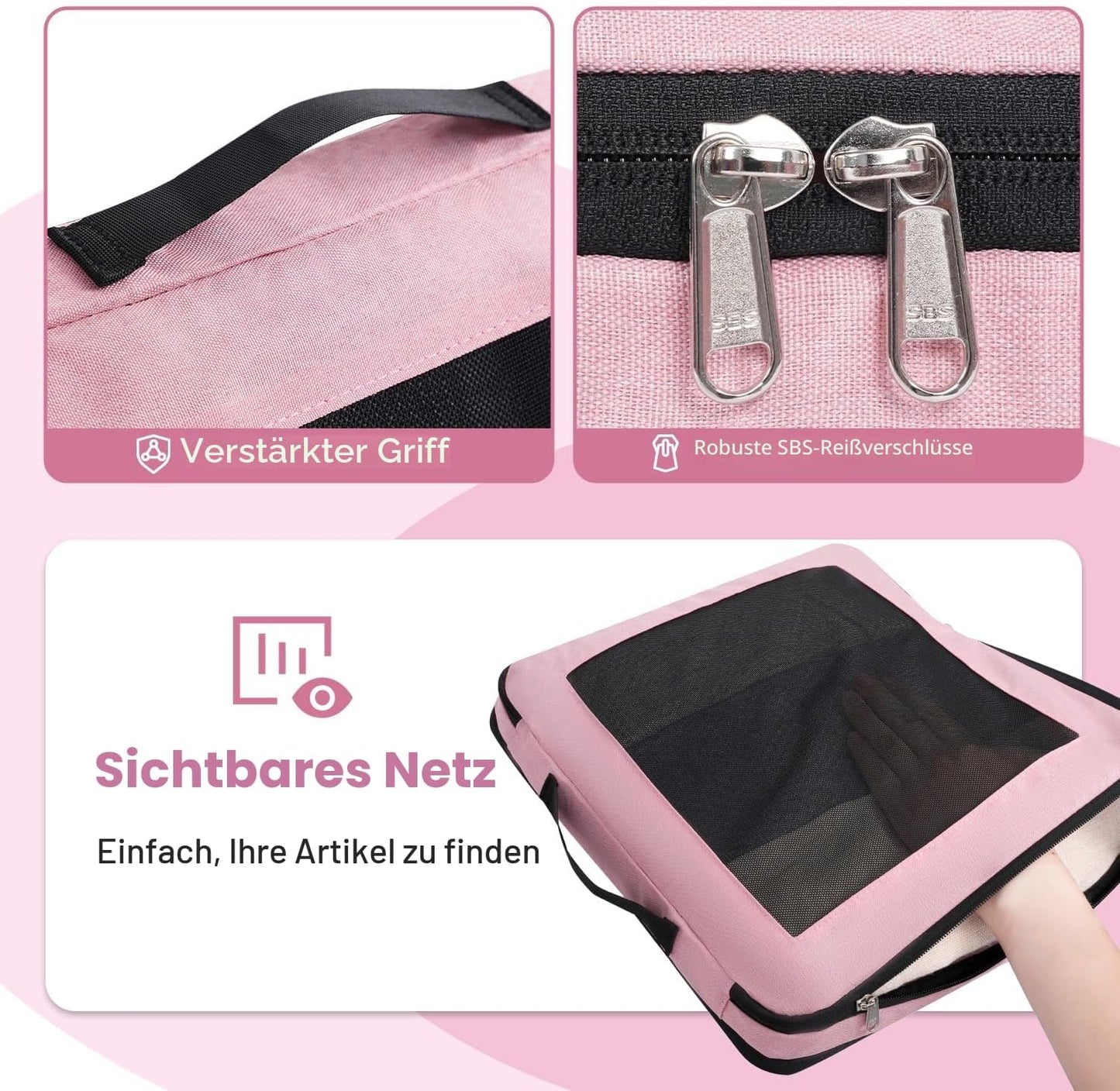 Kompressions-Packwürfel-Set, Pink 4 Set