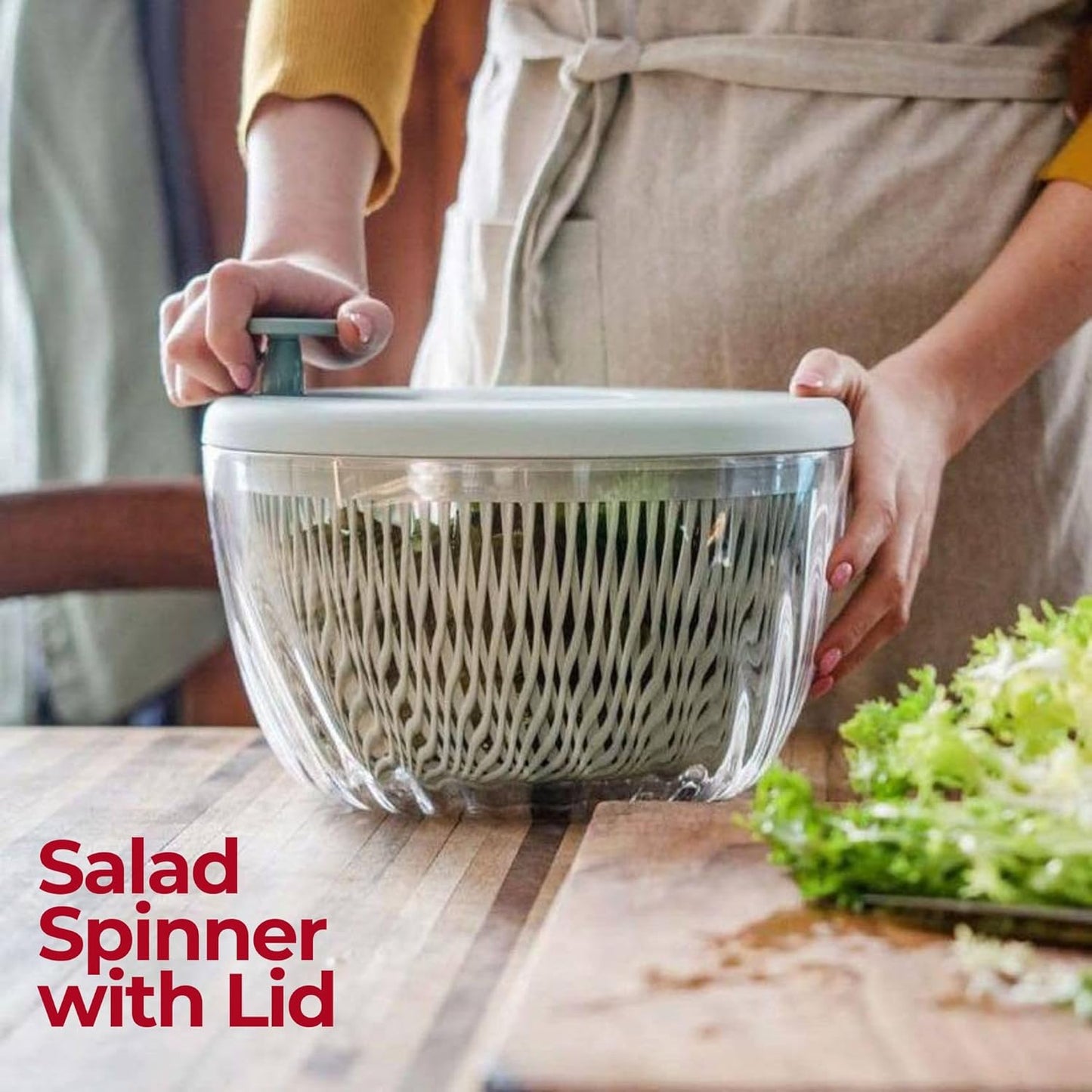 Salatschleuder mit Deckel, Einheitsgrösse Weiss