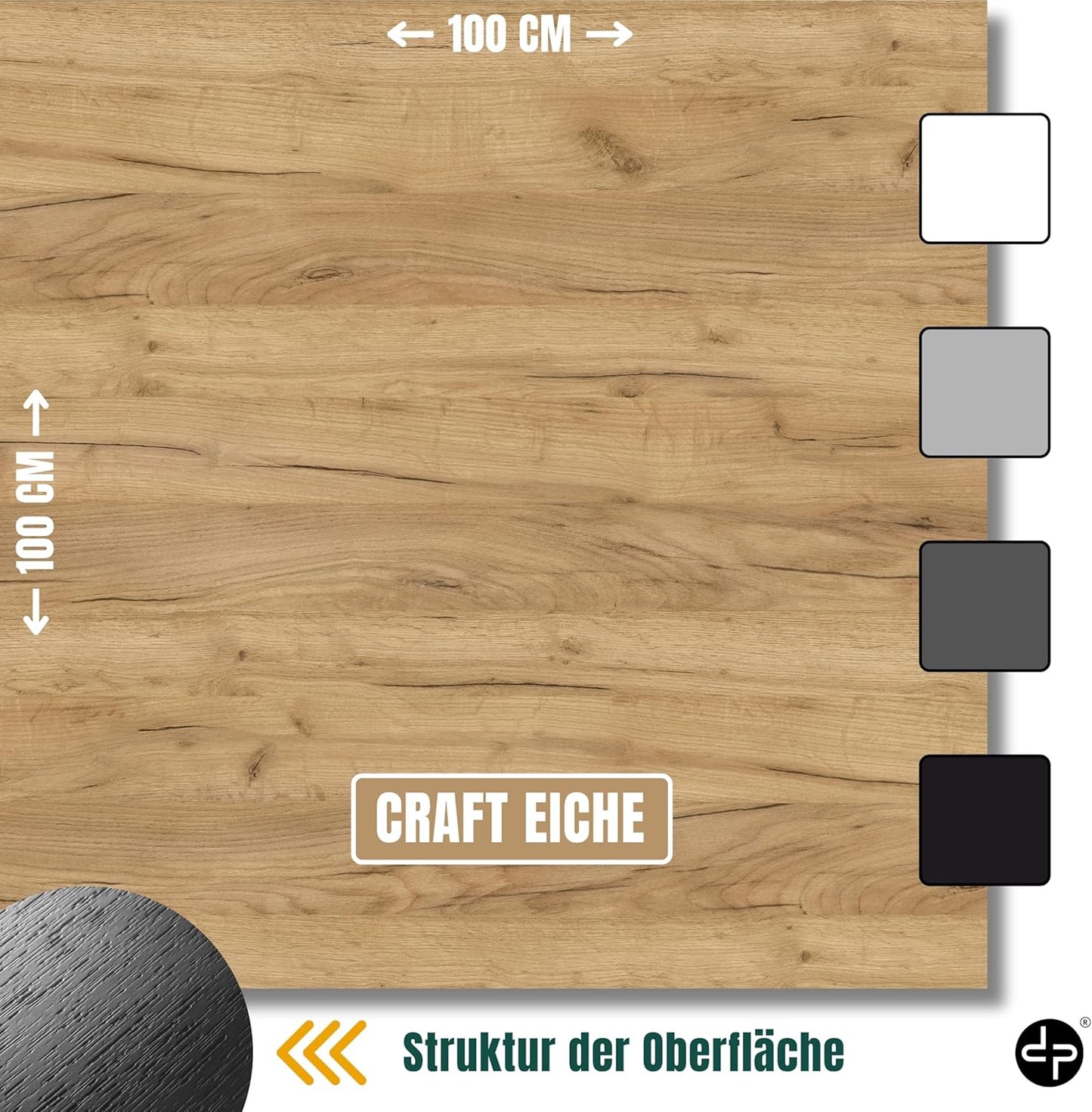 Runder Couchtisch mit Ablage, Schwarz & Eiche Durchmesser: 68CM