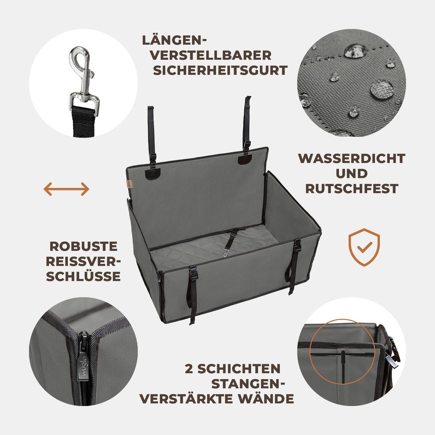 Wasserdichter Hunde-Autositz, L / Grau