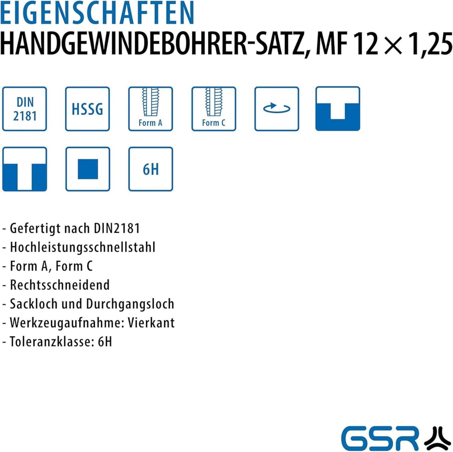 Gewindebohrer-Set MF12 x 1,25 2-teilig, MF12 x 1,25