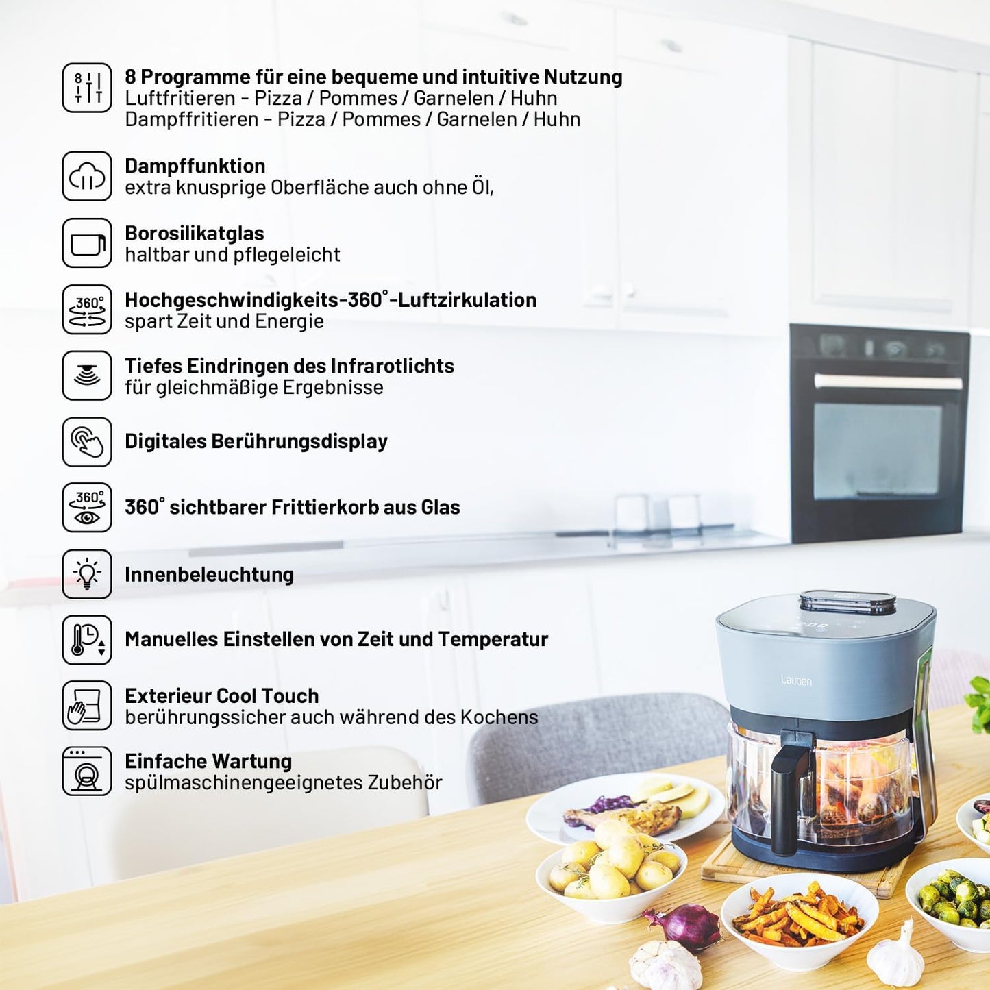 Heissluftfritteuse mit Dampffunktion (4,5L)