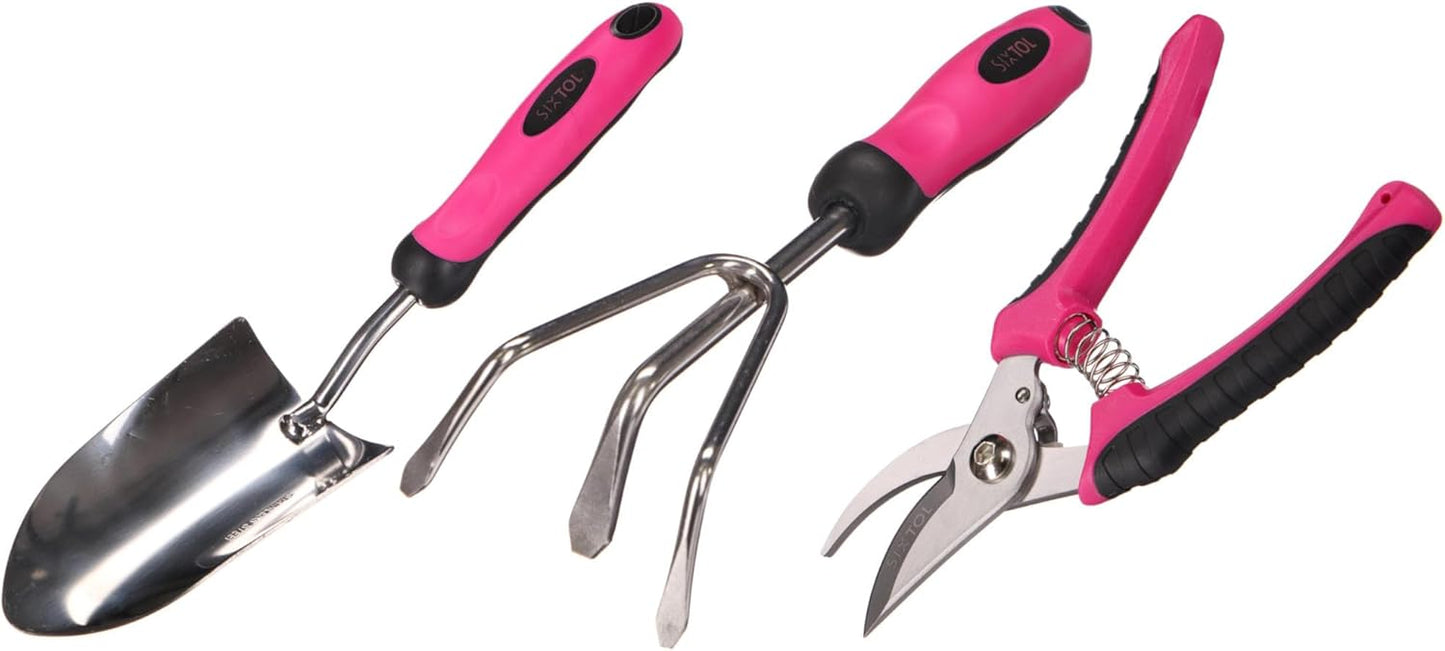 3-teiliges Gartenwerkzeug-Set: Gartenkelle, Handgrubber und Gartenschere mit ergonomischem Griff, 3 Stk.