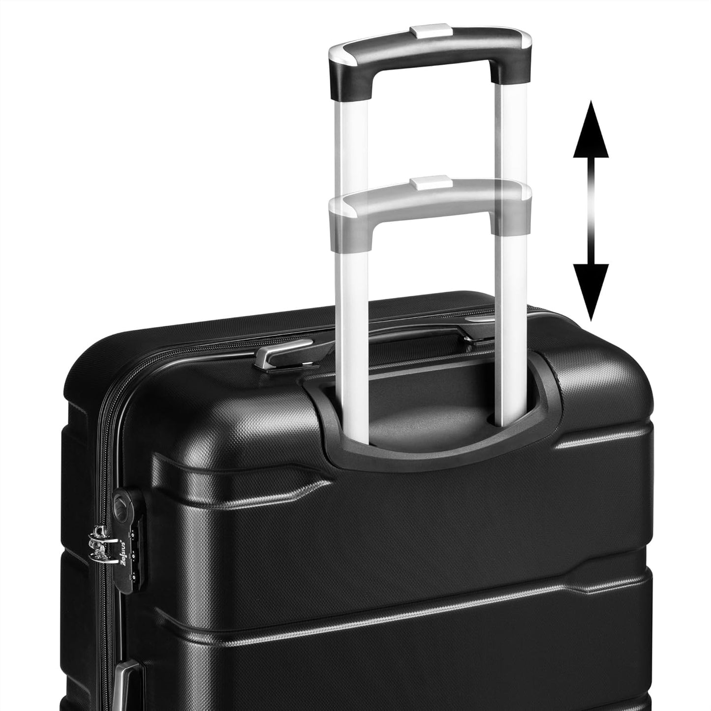 Hartschalenkoffer-Set mit Zahlenschloss (3-teilig), Schwarz 3-teilig
