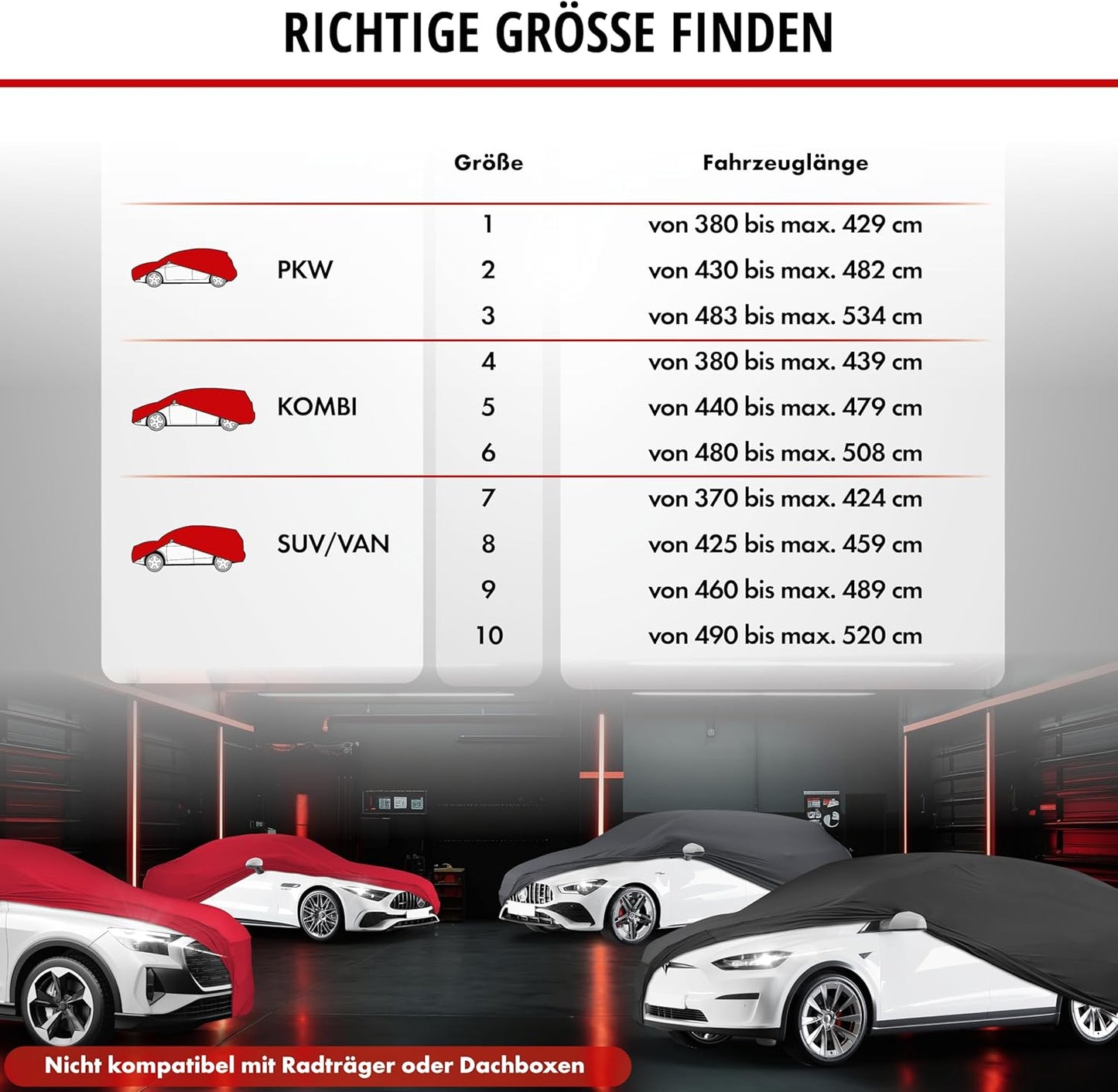 Autoabdeckung Stretch Plus (Grösse 4, Kombi), Anthrazit Größe 4: Kombi 380 - max. 439 cm Länge