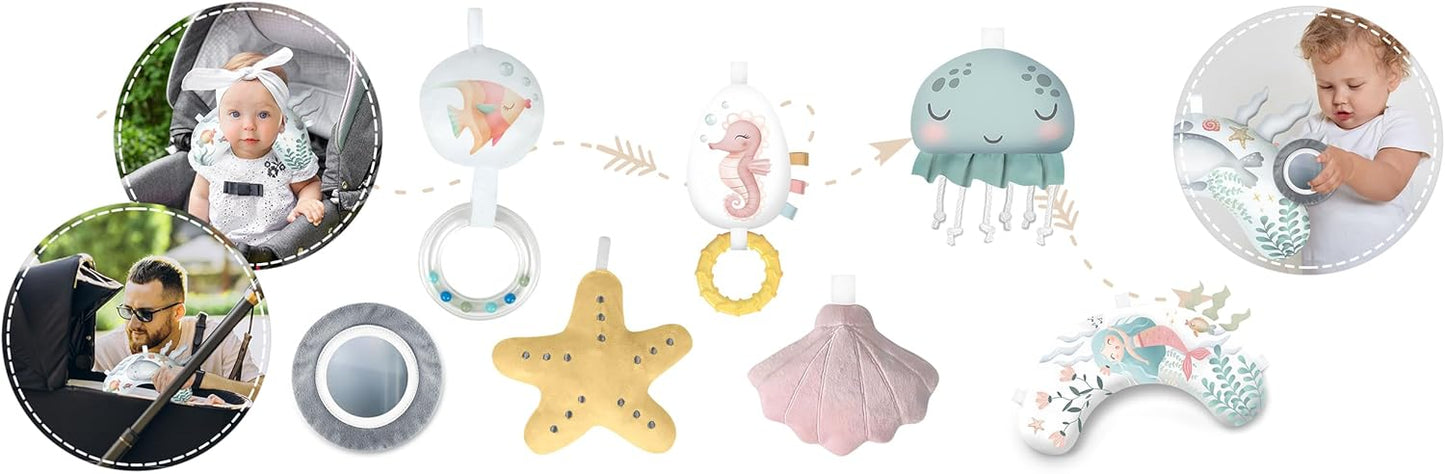 Baby Spieldecke mit Spielbogen und 7 Spielzeugen, Rosa - 56 Cm