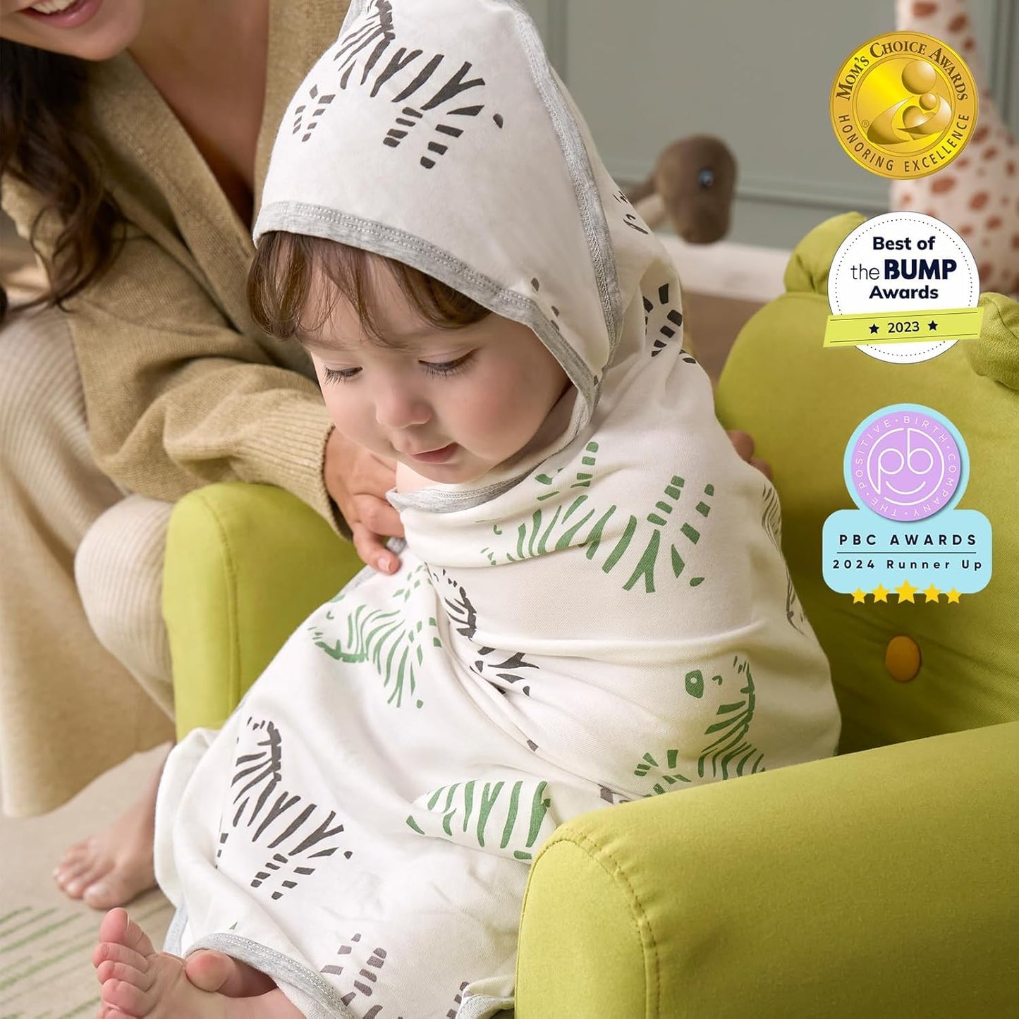Kapuzen-Babybadetuch-Set, Weiß