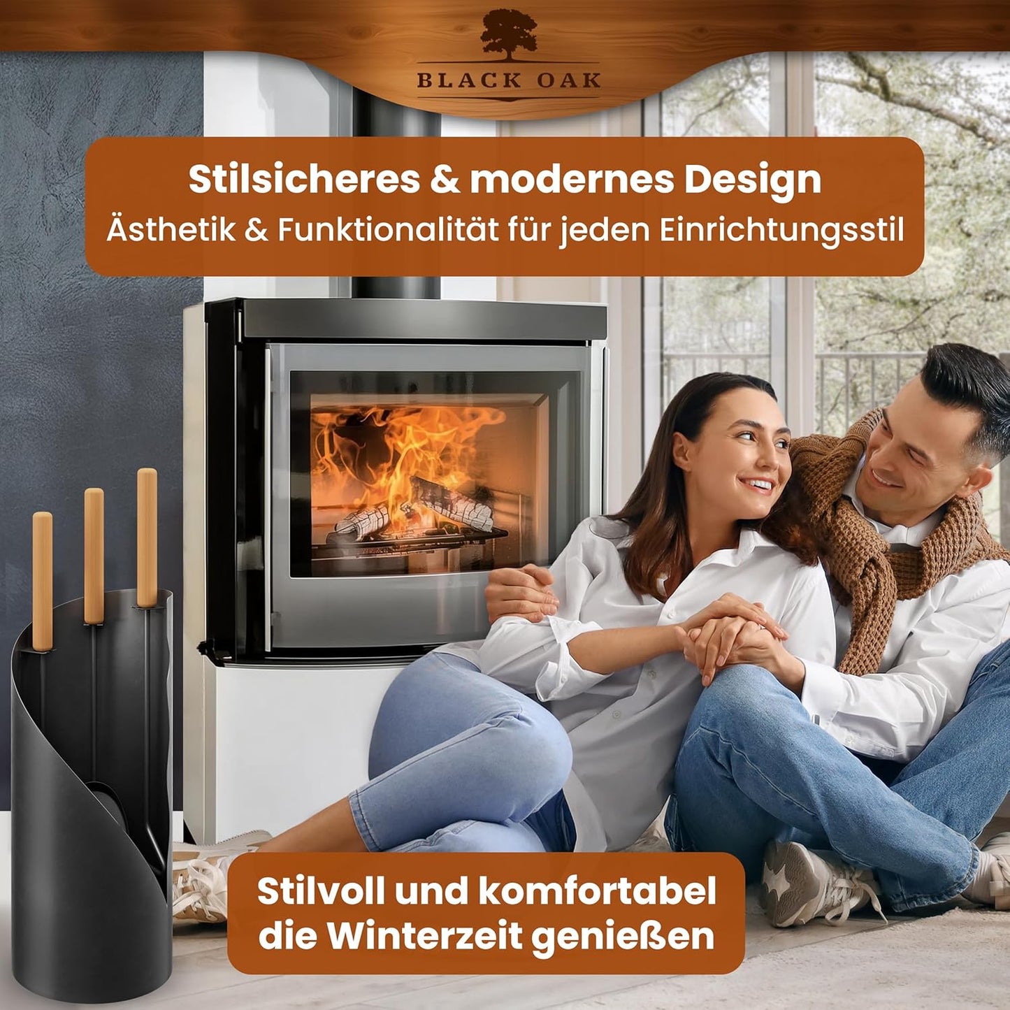 4-teiliges Kaminbesteck-Set Vail, Kaminbesteck + Handschuh