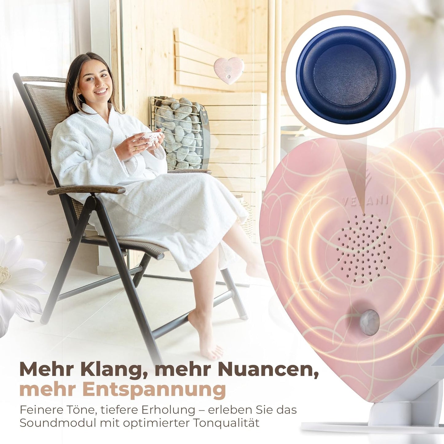 Naturgeräusche-Box mit Bewegungsmelder, Pastell-rosa Herz