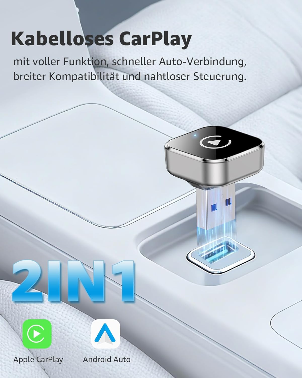 Kabelloser C99 CarPlay & Android Auto Adapter, Silber