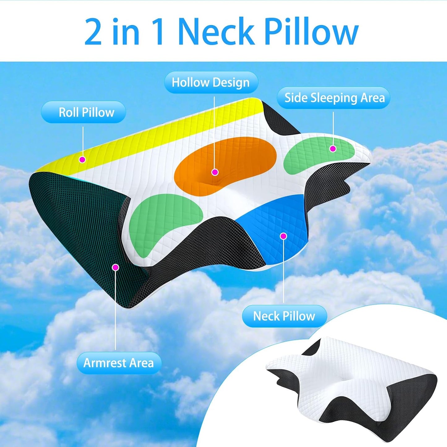 Ergonomisches Nackenkissen aus Memory Foam, Schwarz