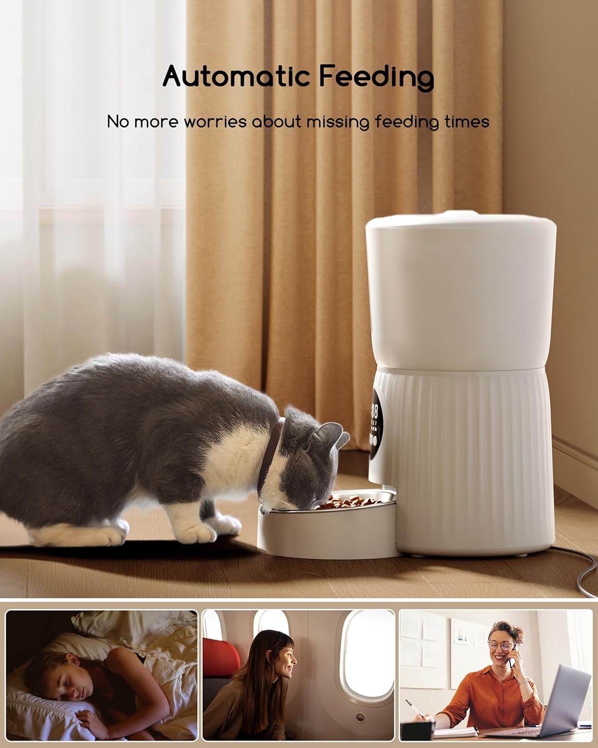 Futterautomat für Katzen, 4L-Weiß