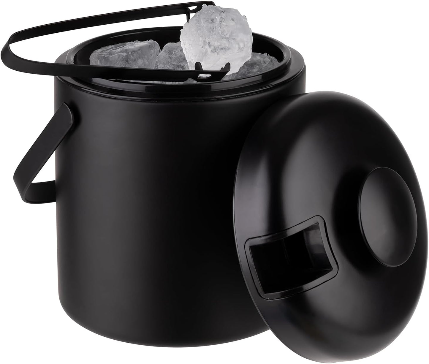 Eiseimer-Set Polar mit Deckel und Zange, Schwarz 1,3 Liter