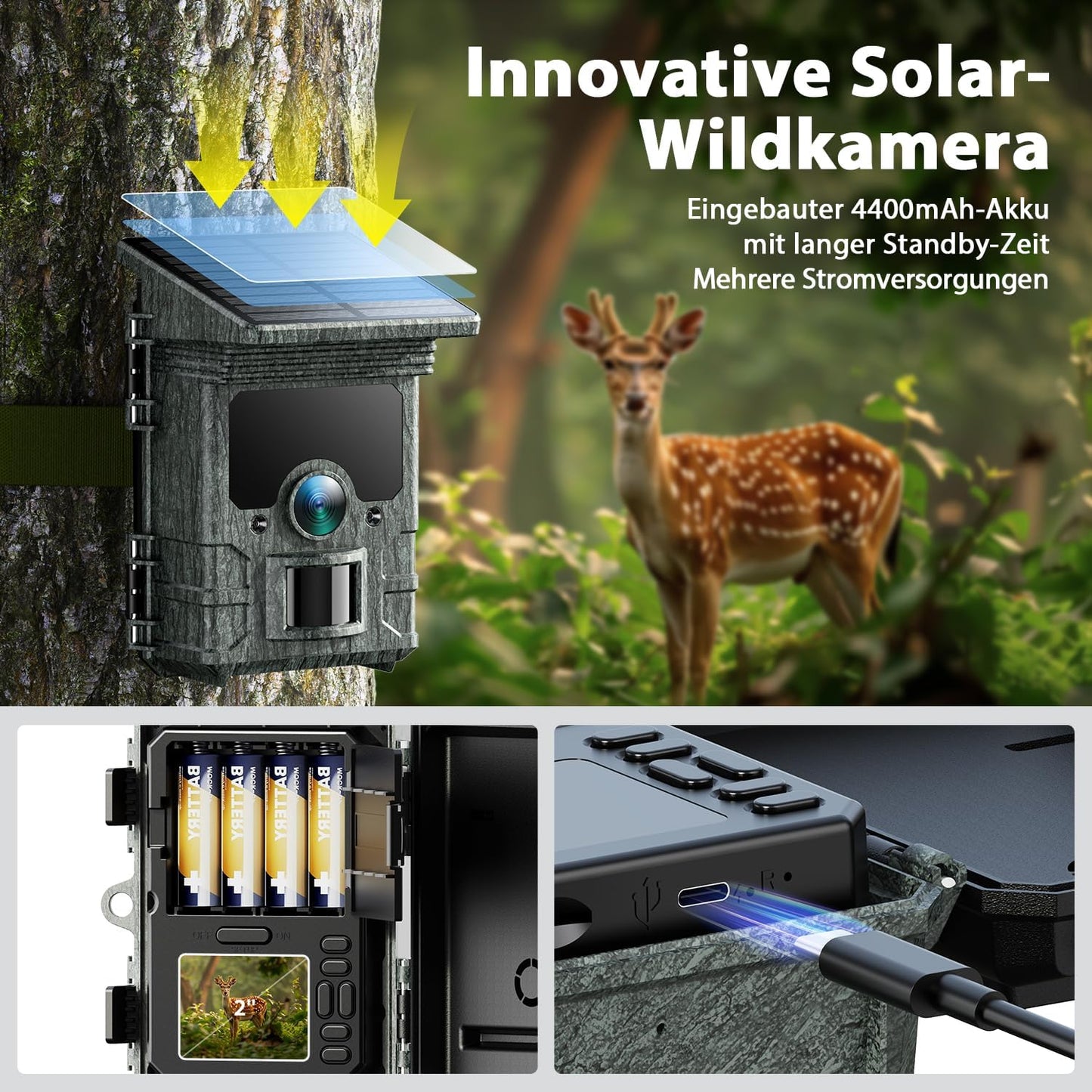 Wildkamera Solar mit Handyübertragung, Hellgrau