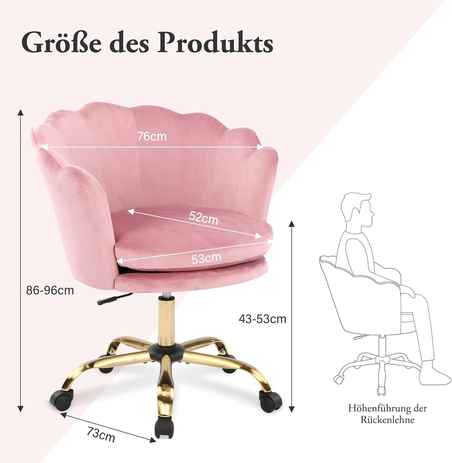 Drehstuhl, Rosa+gold