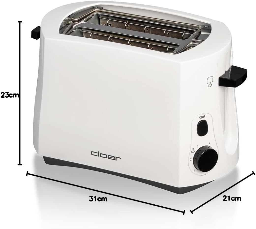 Toaster mit Brötchenaufsatz, Weiss Single