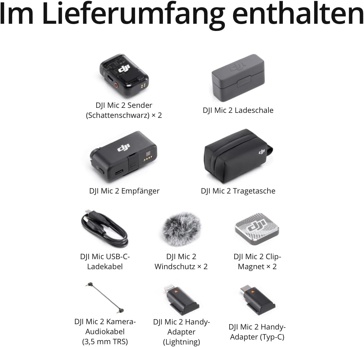 Mic 2 (2 TX + 1 RX + Charging Case), DJI Mic 2 (2 Sender + 1 Empfänger + Ladeschale)