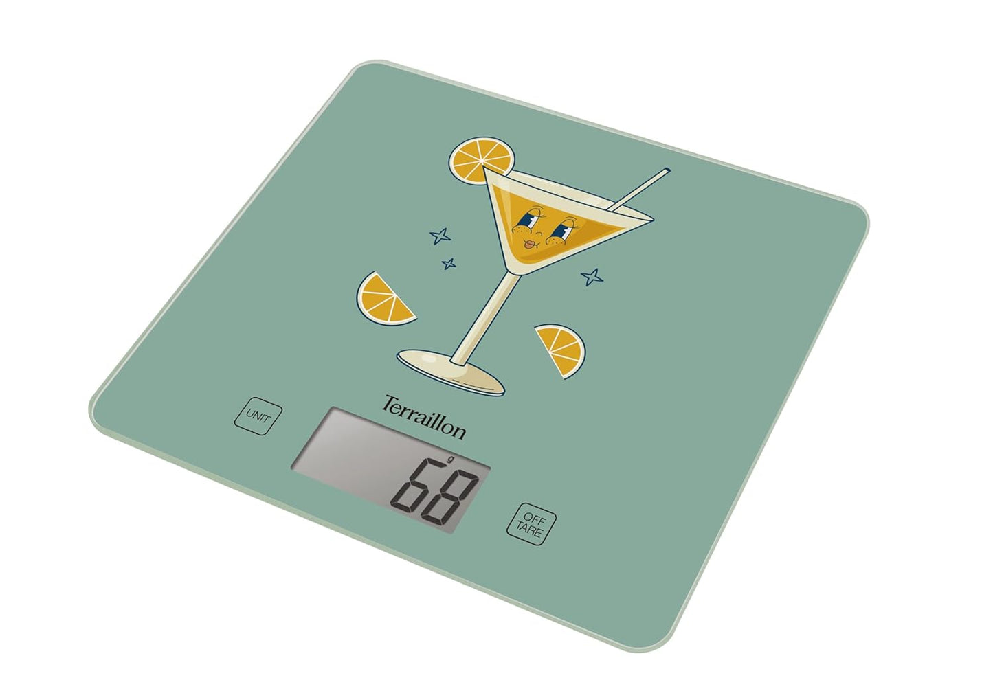 Küchenwaage mit LCD-Display, Siebdruck Retro Cocktail