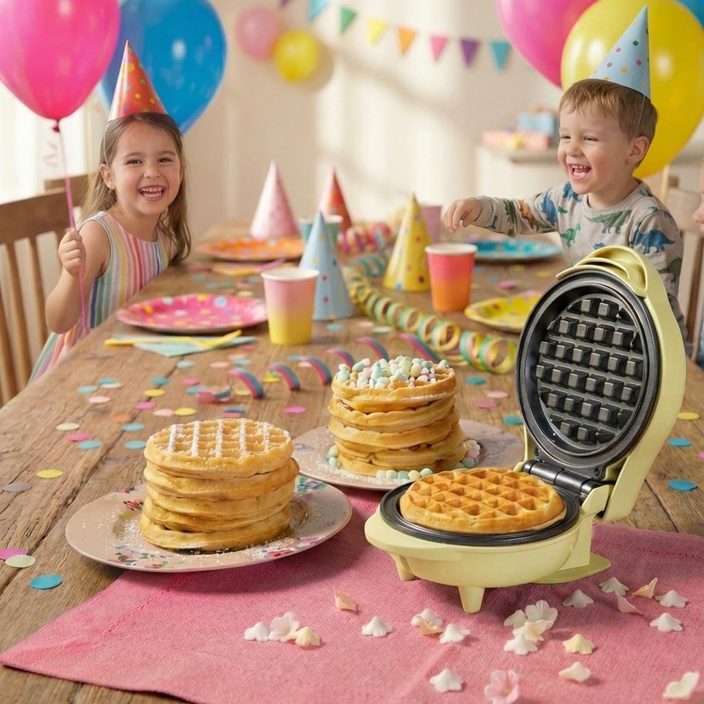 Mini-Waffeleisen im Retro-Design, Gelb