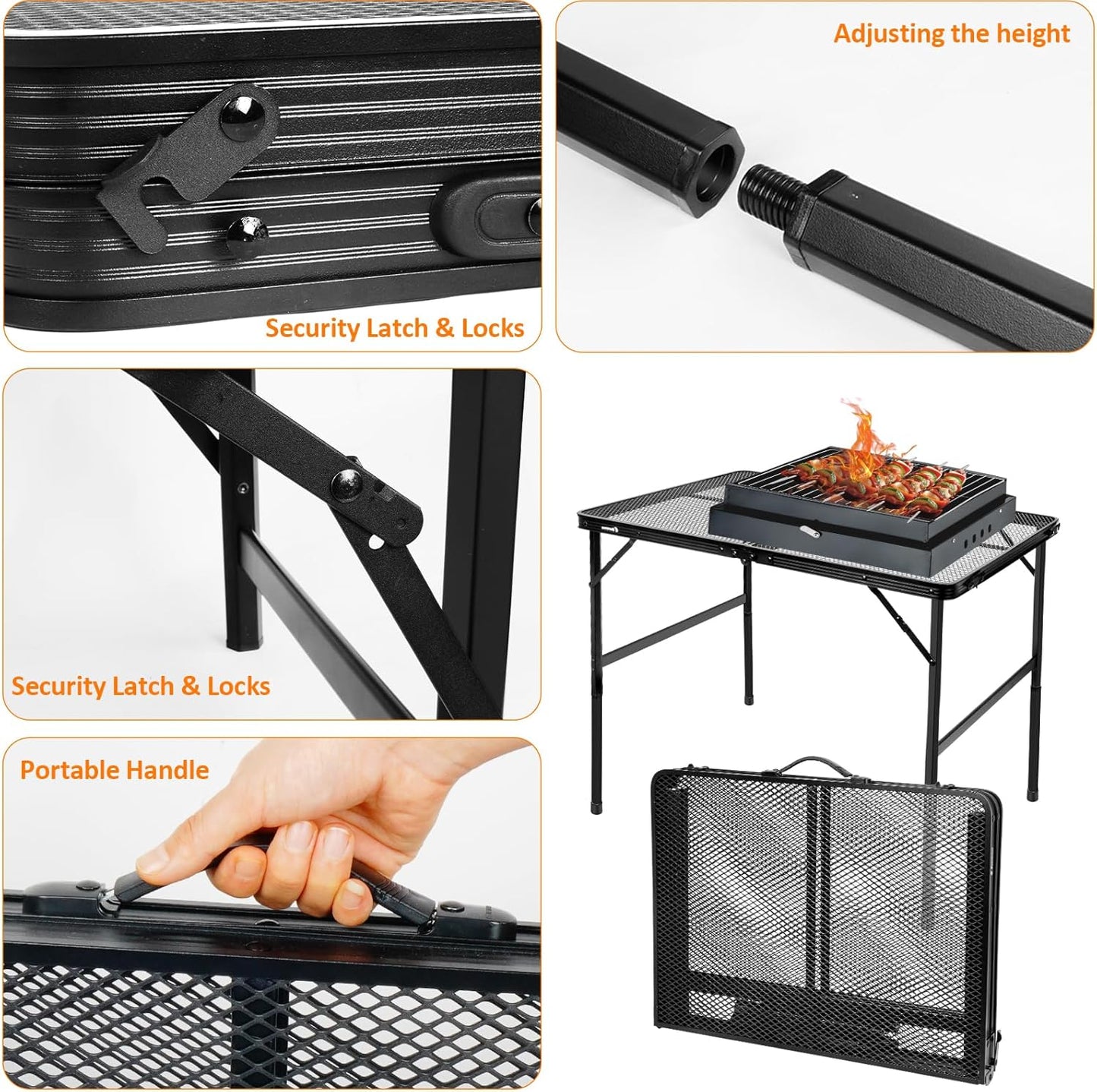 Klappbarer Gartentisch, Schwarz-mittelgross / 90 x 60 cm