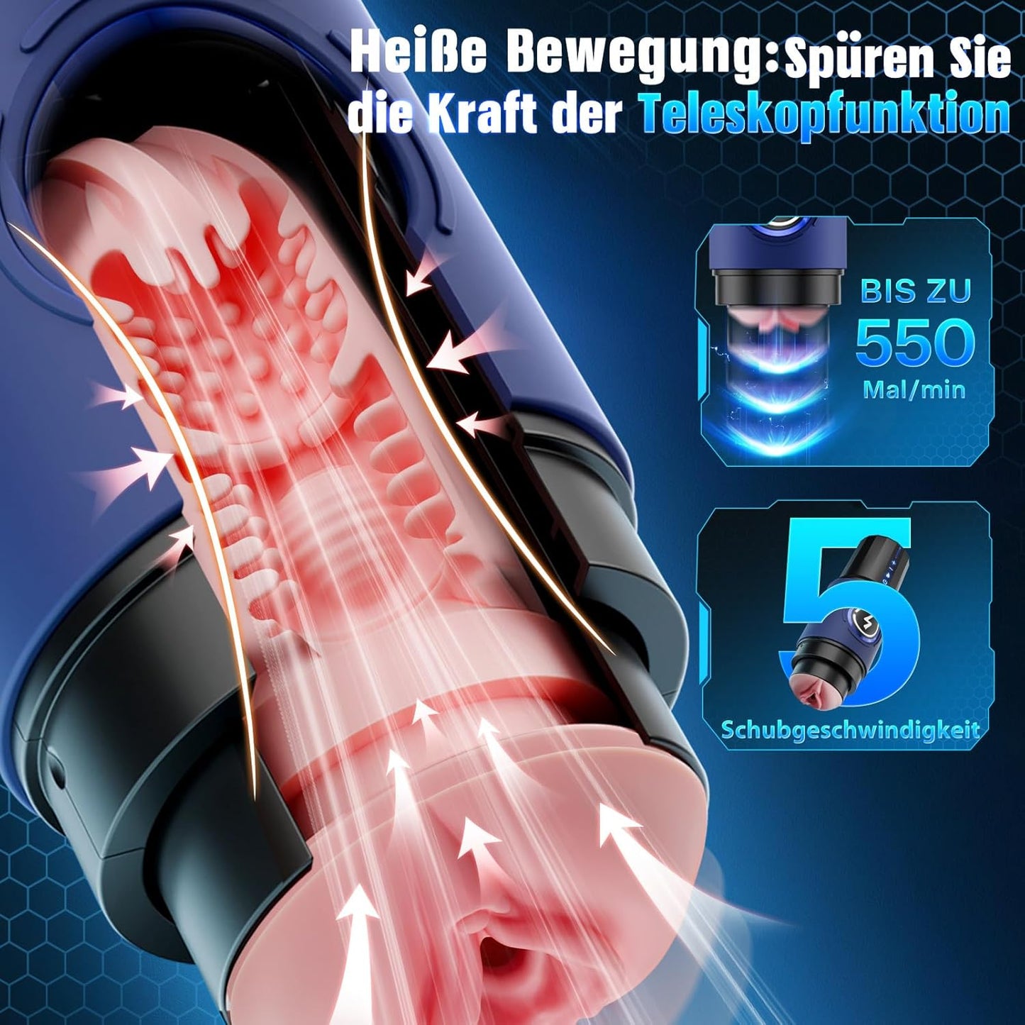 360° Schnellheiz-Masturbator mit Teleskopfunktion und KI-Interaktion