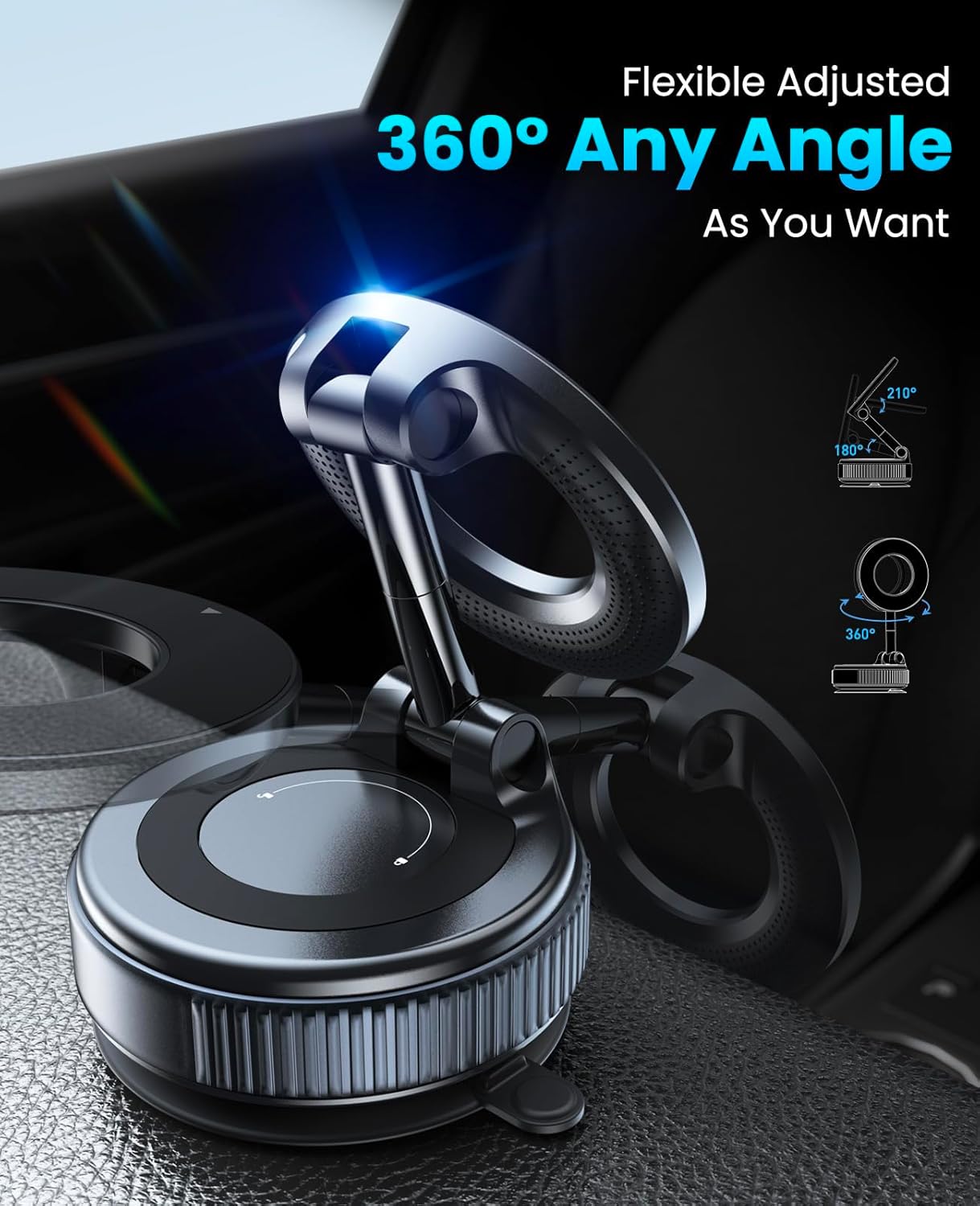 Magnetische Handyhalterung fürs Auto, 360° verstellbar, Schwarz