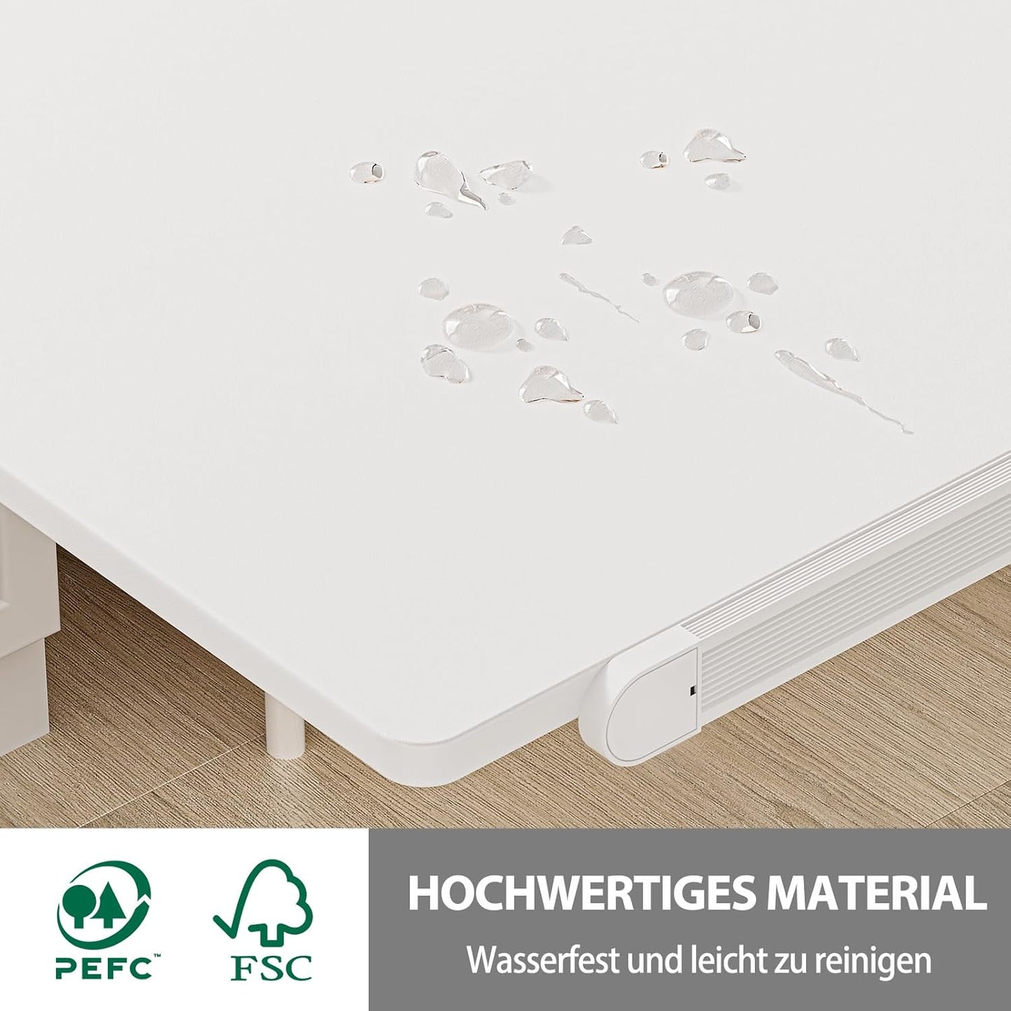 Höhenverstellbarer Beistelltisch mit Rollen, Weiß Neigung verstellbar