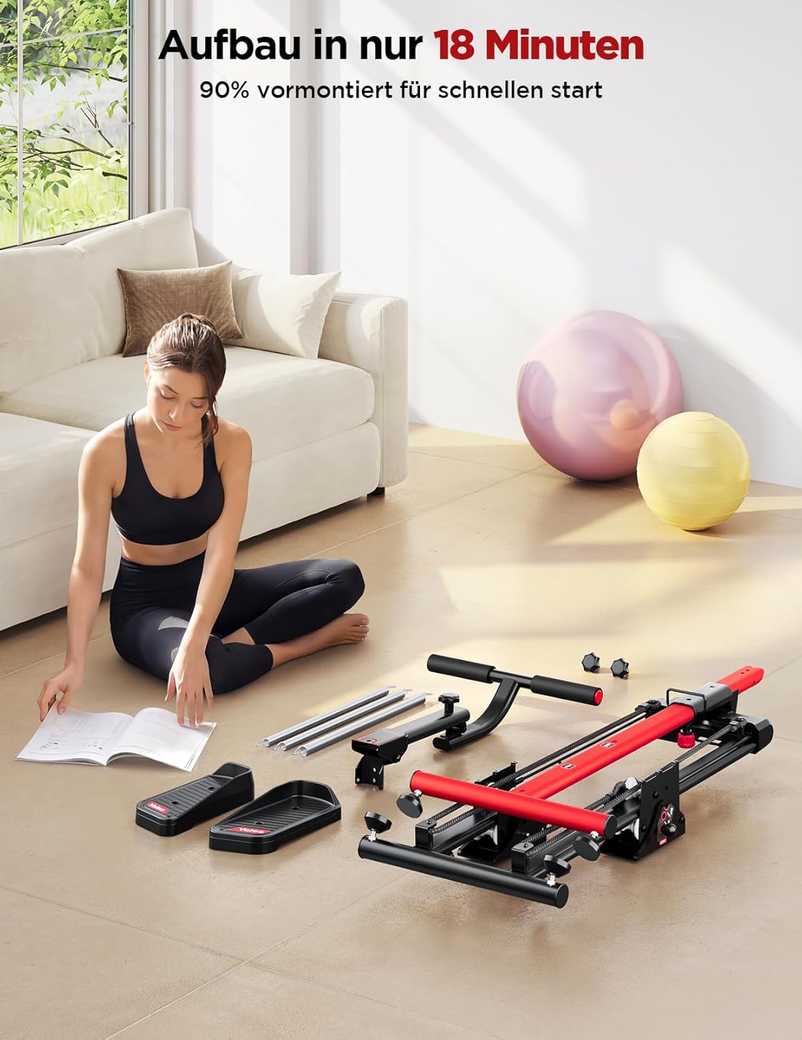 Einstellbarer Widerstand Treppenstepper mit Haltegriff V3.0, V3.0 Einstellbarer Widerstand Stepper + Bungee-Seil*2